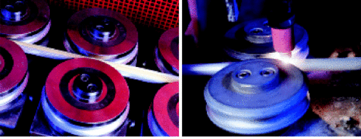 Im Produktionsprozess wird die Aluminiumschicht nach und nach um das mit Haftvermittler versehene PE-Xc-Innenrohr gelegt. Anschließend wird die Aluminiumschicht stumpf verschweißt. Dies ermöglicht beispielsweise ein Aufweiten der Rohre um bis zu 20 % ohne Qualitätsverlust.