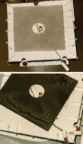 Bild 1 Neuer Abluftfilter (oben) und Abluftfilter mit verschmutztem Sensor nach einem Monat Betriebszeit.