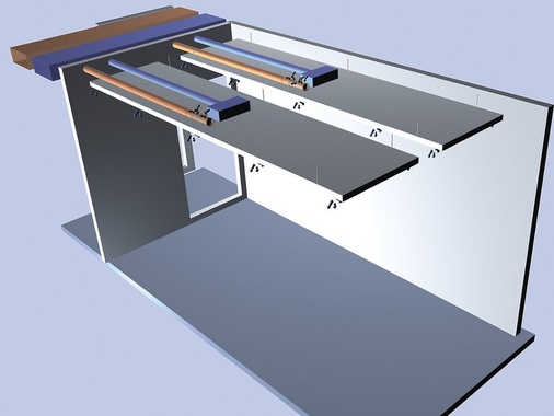 Kiefer: Luftdurchströmtes Kühlsegel Indul-Accu mit Phasen-Wechselmaterial.