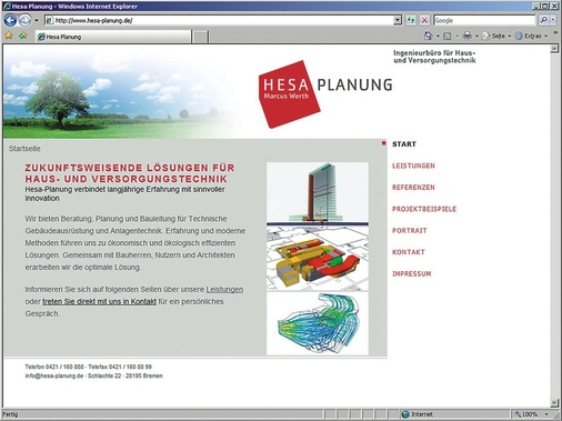 Die “Visitenkarte“ im Internet ergänzt konventionelle Marketing-Aktivitäten in idealer Weise. - © Hesa-Planung
