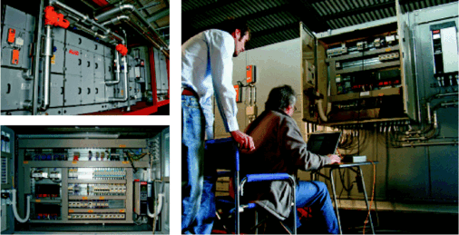 Werksseitige verrohrtes des Kreislaufverbundsystems, integrierte MSR in Brandschutzschränken und Prüfung und Abnahme der integrierten MSR durch Imtech.