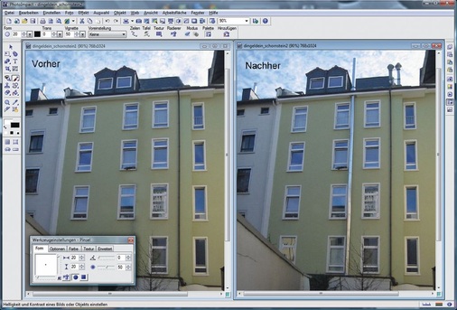 Vorher-/Nachher-Fotos zeigen Bauherren, wie es hinterher aussehen wird: Außenschornstein. - © Dingeldein Schornsteintechnik/Autor
