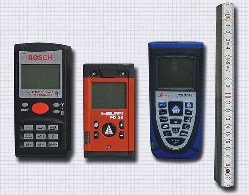 Drei Anbieter offerieren mittlerweile Laser-Distanzmessgeräte mit PC-Anschluss: Bosch, Hilti und Leica.