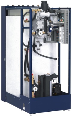 Hybrid-Wärmezentrale ThermiPro: Pufferspeicher, Wärmepumpe und Gas-Brennwertheizkessel und serienmäßige Solareinbindung in einem. - © MHG Heiztechnik
