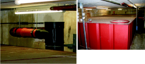 Seit 1995 im Klinikum Bad Hersfeld im Einsatz: Regenwasserspeicher aus Stahl mit 29,4 m3 Nutzvolumen mit selbstreinigendem Wirbelfilter im Zulauf.