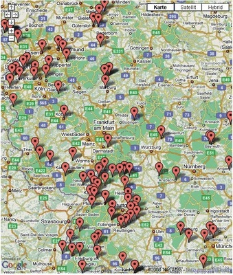 Bild 1 Standorte der Projekte in Deutschland aus dem Projekt „Wärmepumpen-Effizienz“.