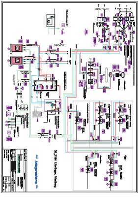 HLSK-Anlagenschema der Brauereigaststätte St. Afra im Felde. Ein PDF-Dokument des Schemas steht zur vergrößerten Ansicht im Menüpunkt “Infothek“ auf www.tga-fachplaner.de