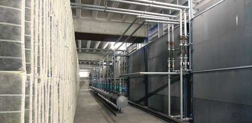 Neue Wärmeübertragerwand von Konvekta nach den Luftfiltern.