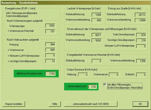 Bild 3 Exemplarisches Simulationsergebnis für Variante 1 (monovalente Wärme-pumpe mit besonders hohem Trinkwarm­wasserverbrauch).