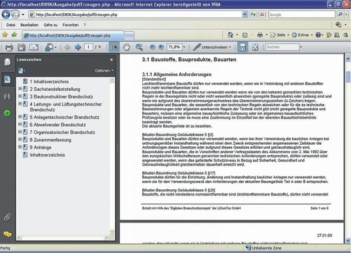 Das fertige Brandschutzkonzept kann als PDF, wahlweise auch als DOC-Datei exportiert werden.