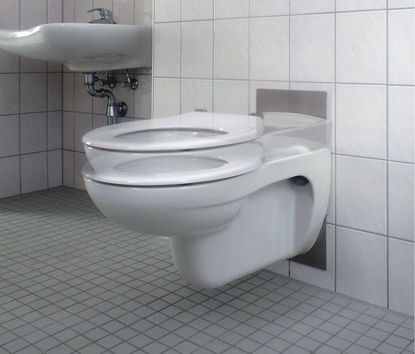 Praktisch und komfortabel: Mit dem Duofix Wand-WC-Element kann die Sitzhöhe der Toiletten um 8 cm variiert werden.