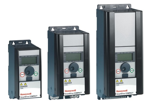 Die Frequenzumrichter der Baureihe SmartDrive Compact (0,37…5,5 kW, IP20), für Umgebungstemperaturen bis +50 °C bei ­voller Leistung.