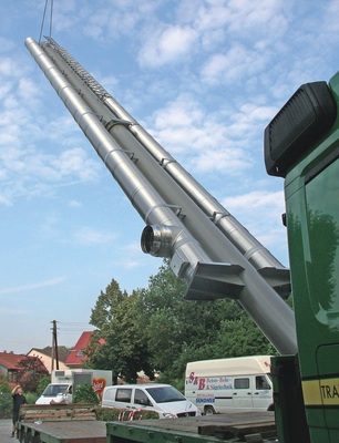 Bild 3 Schrittweises Aufrichten der Schornsteinanlage.