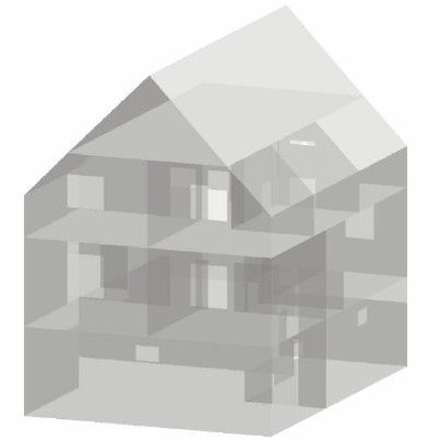 Bild 1 Schematische Darstellung des betrachteten Einfamilienhauses. - © BVF
