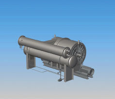 Computeranimation des R718-Kaltwassersatzes

der 3. Generation. Cofely entwickelt den Aqua-

Quantum in Kooperation mit den Kältespezialisten

am Institut für Luft- und Kältetechnik in Dresden.