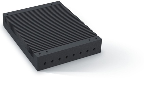 Abb. 4 Element des Carbon-Wärmeübertragers. Wasser- und Gaskanäle im Kreuzstrom-Prinzip sorgen für eine maximale Nutzung der Abgaswärme.