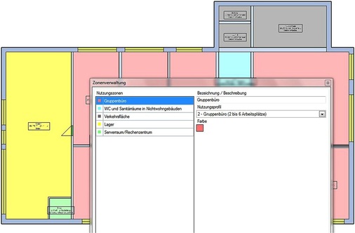Abb. 5 …und der Nutzungszonen (Bild: Hottgenroth Energieberater Plus 18599).