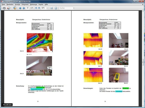 Abb. 5 Berichte sollten neben Thermogrammen, Digitalfotos, Messwerttabellen oder Bildkommentaren …