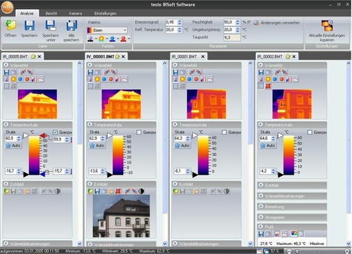 Abb. 8 Lassen sich mehrere Thermogramme laden und bearbeiten, ist ein direkter Ver- und Abgleich möglich. - © Testo
