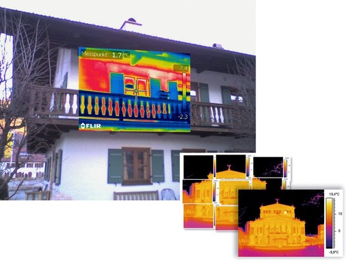 Abb. 9 Kombinationen von Infrarotbildern mit visuellen Digitalfotos können Zusammenhänge verdeutlichen. Eine Panorama-Funk­tion ermöglicht die detaillierte Untersuchung auch großer Objekte.
