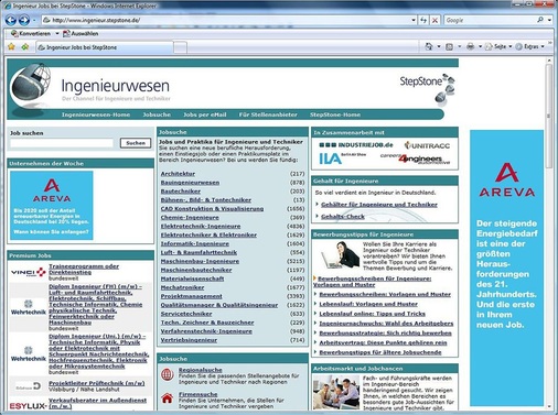 Abb. 3 Unter den rund 300 deutschsprachigen Jobbörsen gibt es auch einige ingenieurspezifische Adressen. - © JobScout24
