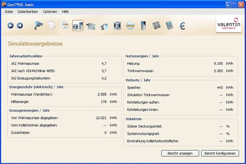 Abb. 8 Zu den wichtigsten Ergebniswerten zählt die simulierte und nach VDI 4650 ­berechnete Jahres­arbeitszahl…