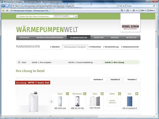 Abb. 6 …zudem bieten viele Wärmepumpen-Hersteller Online-Tools zur Grobauslegung (Vorauswahl) an.