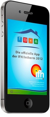 Die App „IFH/Intherm“ kann auch mit einer eigenen, im Online-Katalog selektierten Merkliste kombiniert werden. QR-Code zum direkten Download der App aus dem iTunes AppStore auf ihr iPhone.