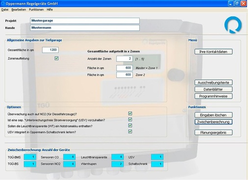 Abb. 6 Planungssoftware für die Tiefgaragenüberwachung. - © Oppermann Regelgeräte
