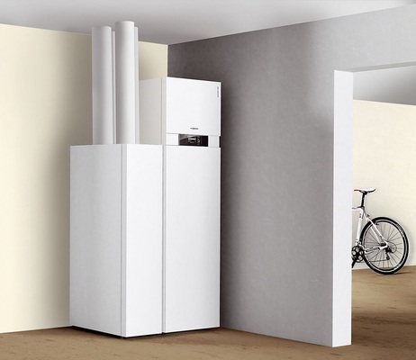 Viessmann: Wohnungslüftungssystem Vitovent 300-F und das KunststoffFlachkanalsystem aus dem Zubehörprogramm.