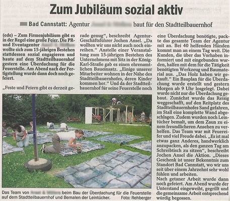 Abb. 2 Tue Gutes und sprich darüber. Ein ehrenamtlicher Einsatz in der Nachbarschaft ist für die Anwohner und damit für die lokale Presse ein spannendes Thema. Wenn die lokale Presse auch potenzielle Kunden erreichen kann, lohnt sich der Einsatz mindestens doppelt.