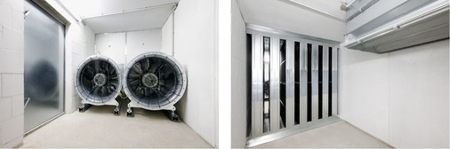 Abb. 4 Die zentralen Axial-Lüfter sind speziell eingehaust; zusätzlich wird eine Geräuschübertragung durch Kulissenschalldämpfer unterbunden.