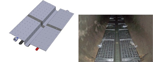 Abb. 2 Therm-Liner Typ A, Wärmeübertrager zum nachträglichen Einbau in die Kanalsohle. Die Elemente mit 1 m Länge werden im Kanal verbunden.