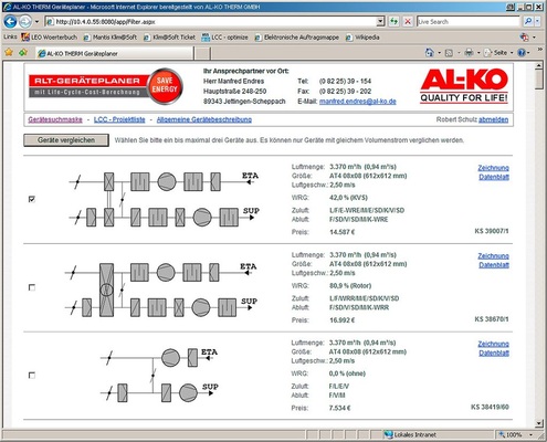 Abb. 3 Programme zur Berechnung der Lebenszykluskosten von RLT-Zentralgeräten ermöglichen ­übersichtliche Kostenvergleiche. Neben Desktop-Lösungen offerieren die Hersteller zunehmend auch online LCC-Berechnungsprogramme. - © AL-KO Therm
