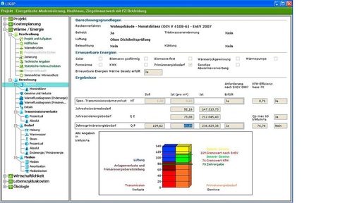 Abb. 6 Monatsbilanzen liefern relativ präzise Werte zum Wärmebedarf, den Energiegewinnen und -verlusten. - © Legep Software
