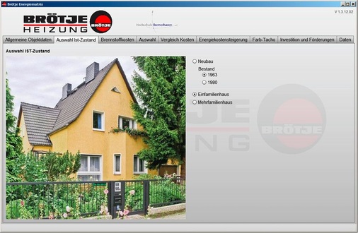 Abb. 5 Energiematrix, Auswahl des Ist-Zustands.