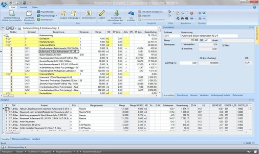 Abb. 9 Für die Kostenplanung und -kalkulation können Preisdatenbanken oder kalkulierte Leistungspositionen abgeschlossener Bauprojekte mit dem Geometriemodell verknüpft und für neue Projekte verwendet werden.