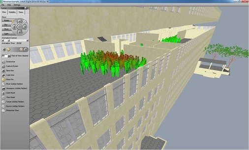 Abb. 6 Simulationssoftware zur Optimierung von Fluchtwegen.