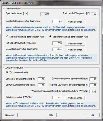Abb. 5 Berechnung von Speicherverlusten mit der Wärmepumpen-Simulationssoftware WP-OPT. - © Hönig
