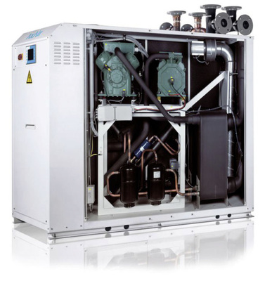 Abb. 5 AxAir-Energiestation von Walter Meier: Wärmepumpe, Kältemaschine und Trinkwasser­erwärmung.