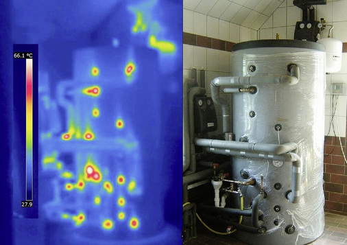 Abb. 3 …wie ­unzureichend ­gedämmte Heiz­leitungen oder Puffer- und Warm­wasser­speicher.