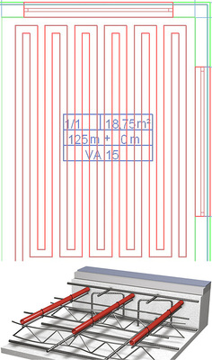 Abb. 2 Betonkerntemperierung mit wasserführenden Leitungen (BKT-Wasser). - © Rehau
