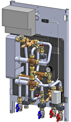 Abb. 2 Mit Strahlpumpen geregelte Kompaktstation für einen Haushalt.
