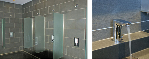 Abb. 4 Praxiserprobt, ­­robust und zuverlässig: ­Die elektronischen Schell Duscharmaturen Linus D-E-T Eco sorgen für höchsten Komfort und Wassereinsparung.