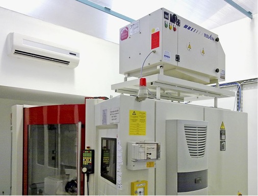 Abb. 2 Kompaktabscheider UCE auf einem Fräszentrum.