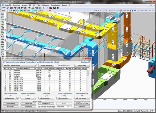Abb. 5 Während alphanumerische ­Programme nur eine symbolische Anzeige des Kanalnetzes ­bieten, sieht man bei CAD- und CAE-­Lösungen unmittelbar die geometrischen ­Ergebnisse der Berechnung.