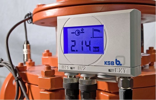 Abb. 5 Die Überwachungseinheit PumpMeter ­ermittelt den tatsächlichen Betriebspunkt der Pumpe und wird bei KSB werkseitig vormontiert. Damit sieht der Anlagenbetreiber auf einen Blick, ob die Pumpe effizient arbeitet.