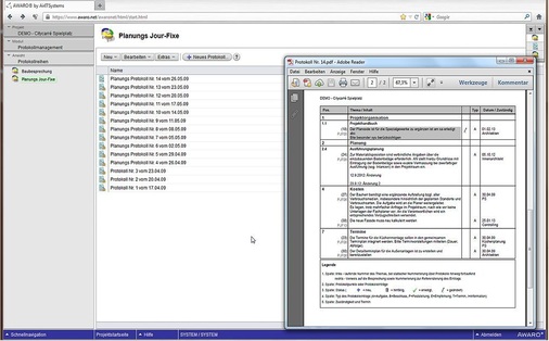 Abb. 3 …sind beispielsweise auch sämtliche Protokolle von Jour-Fixe-Terminen für Projektteilnehmer einsehbar - © Awaro / AirITSystems
