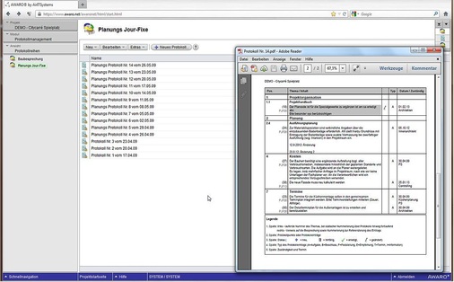 Abb. 3 …sind beispielsweise auch sämtliche Protokolle von Jour-Fixe-Terminen für Projektteilnehmer einsehbar