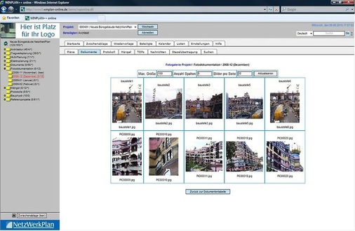 Abb. 6 Zu den vielen nützlichen Zusatz­funktionen Virtueller Projekträume zählen Bautagebuch-, ­Mängel- oder Fotomanagement-Funktionen. - © NetzWerkPlan
